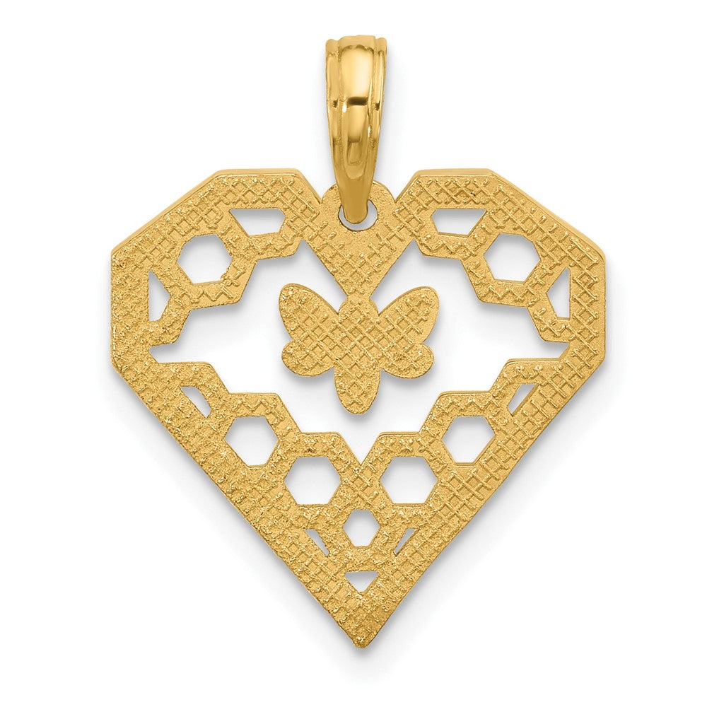 Charlie & Co Jewelry | 14k Polished Fancy Heart And Bee Honeycomb Charm - Model D5577