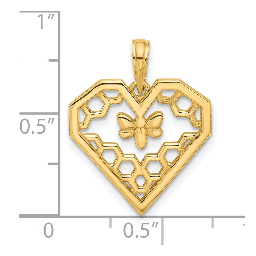 Charlie & Co Jewelry | 14k Polished Fancy Heart And Bee Honeycomb Charm - Model D5577
