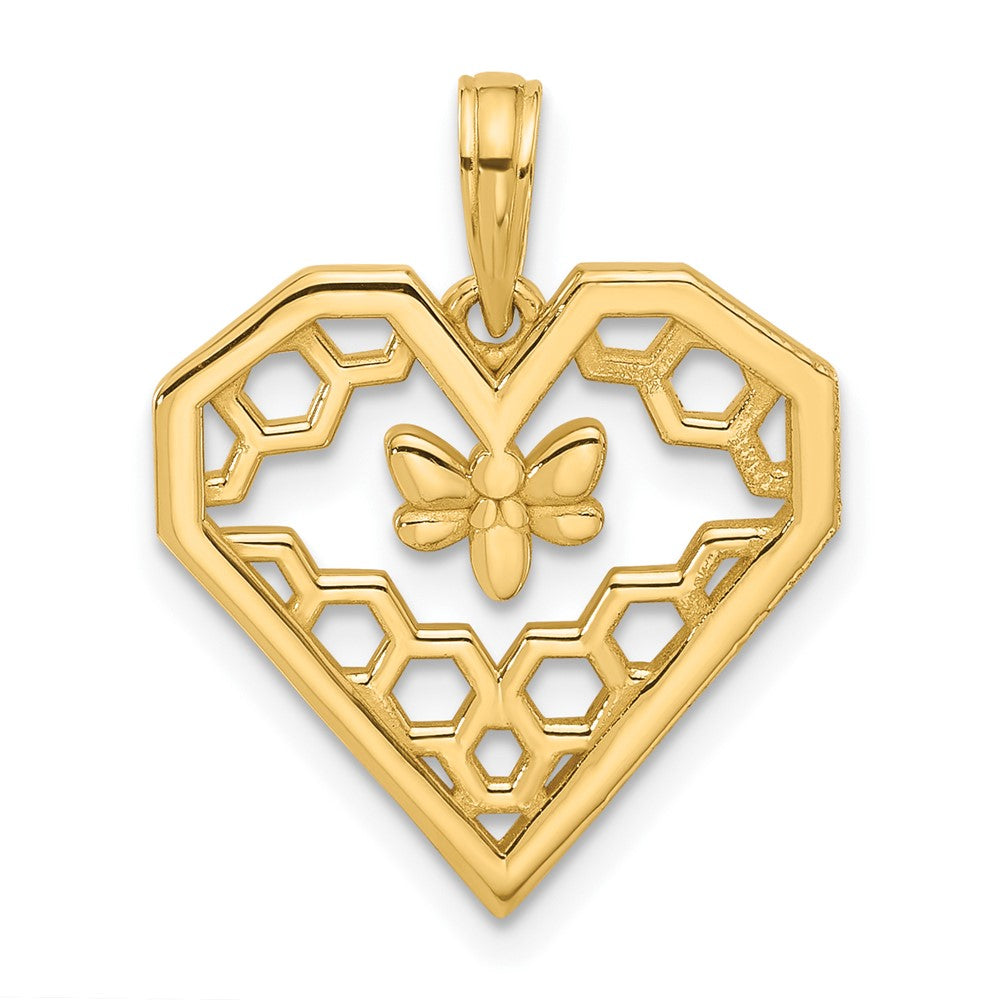 Charlie & Co Jewelry | 14k Polished Fancy Heart And Bee Honeycomb Charm - Model D5577