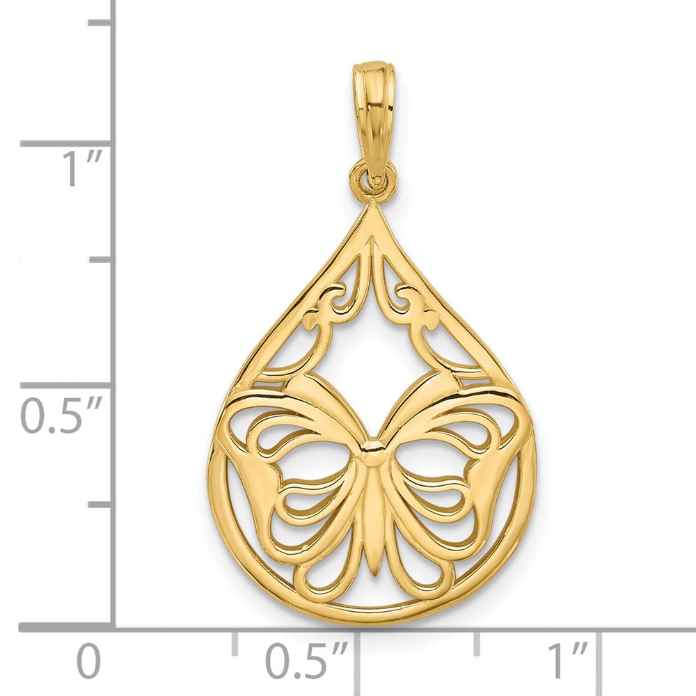 Charlie & Co Jewelry | 14k Polished Fancy Butterfly Teardrop Charm - Model D5595