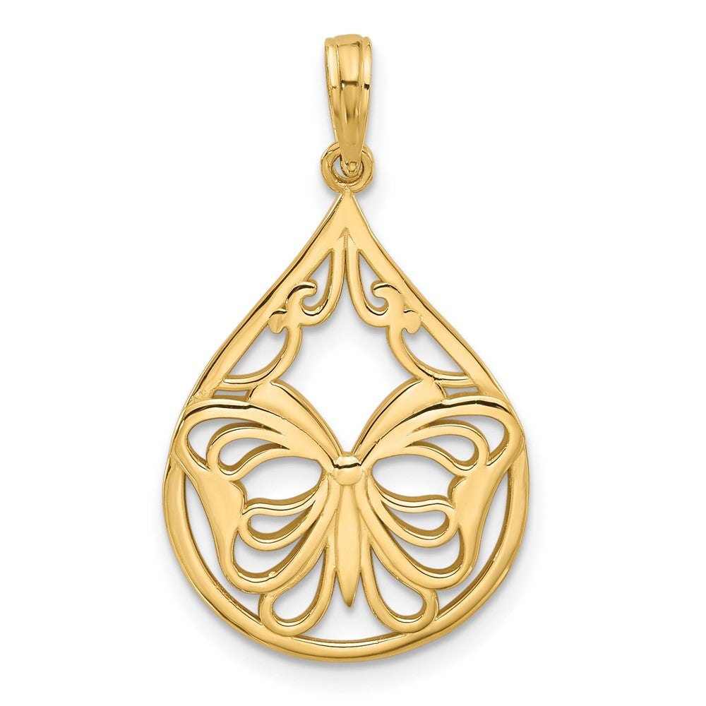 Charlie & Co Jewelry | 14k Polished Fancy Butterfly Teardrop Charm - Model D5595