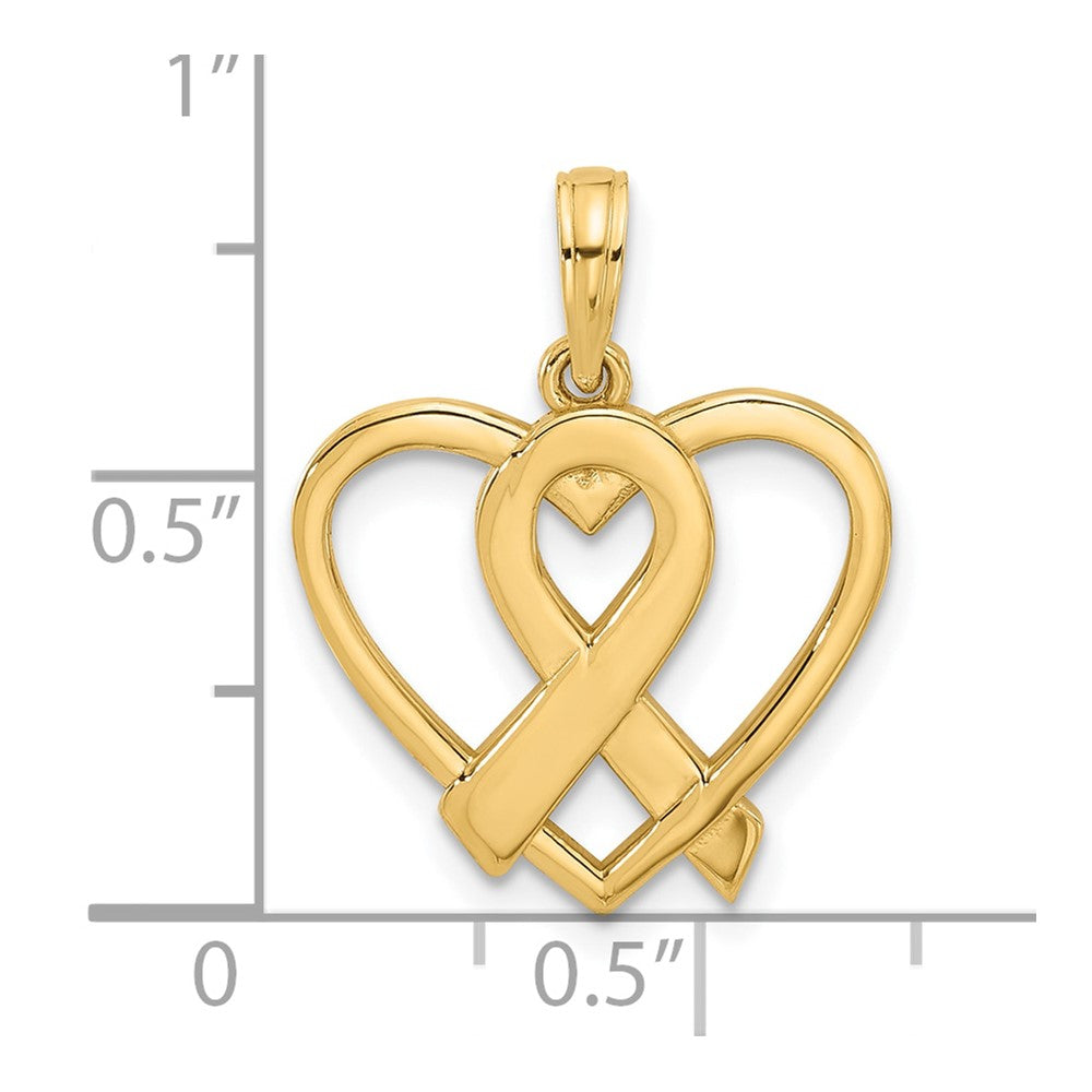 14K Gold Awareness Ribbon Heart Necklace - Charlie & Co. Jewelry