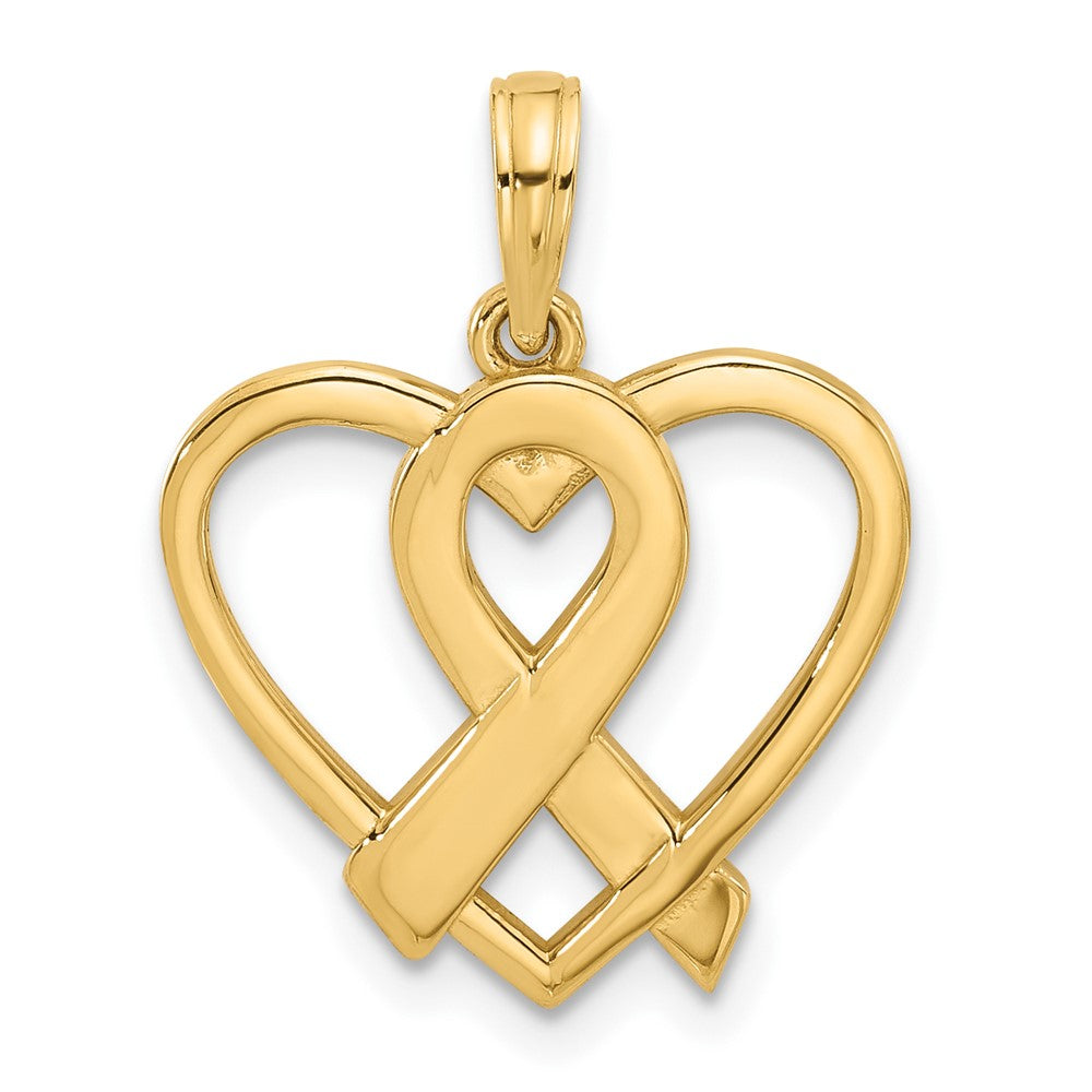 14K Gold Awareness Ribbon Heart Necklace - Charlie & Co. Jewelry