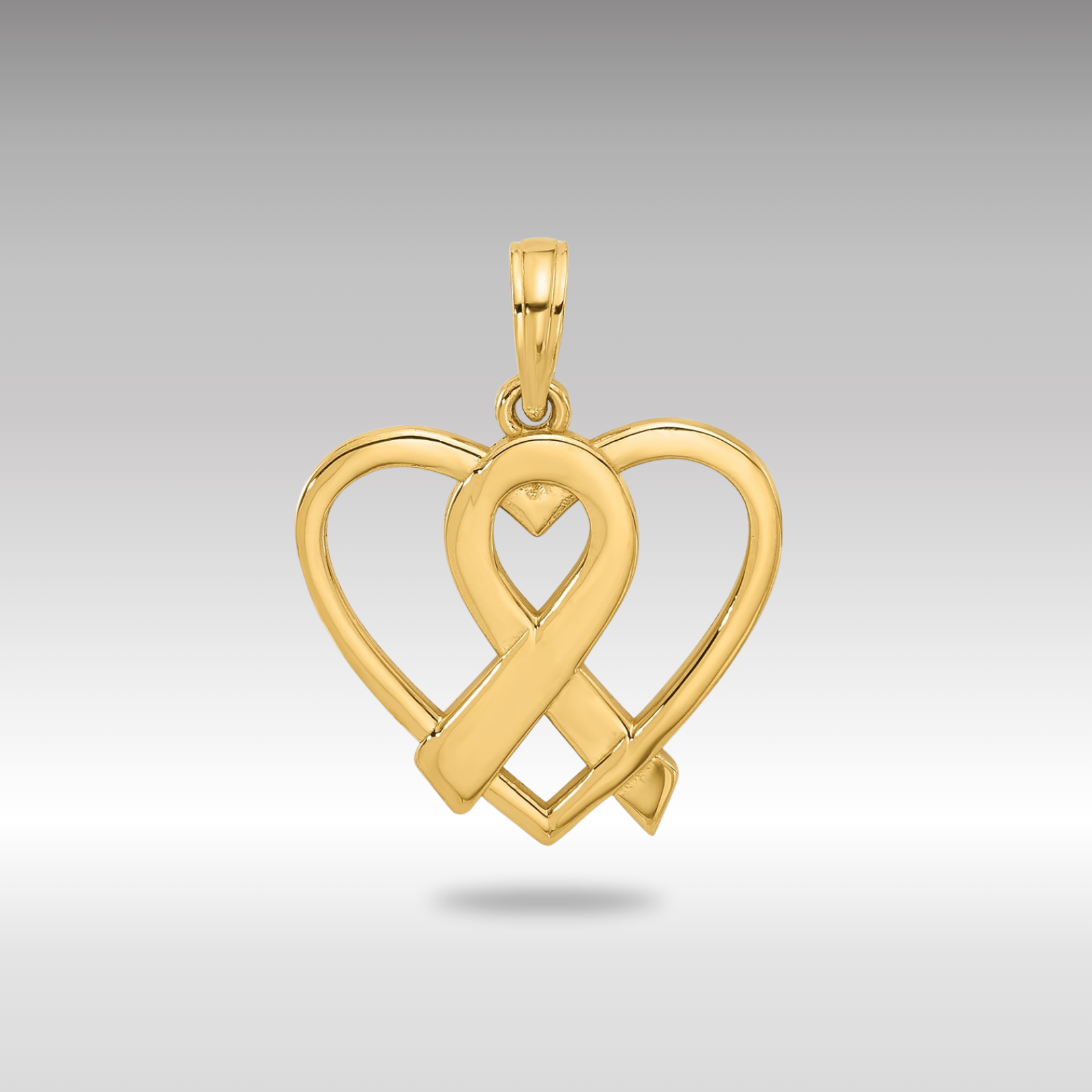 Gold Awareness Ribbon Heart Necklace - Charlie & Co. Jewelry