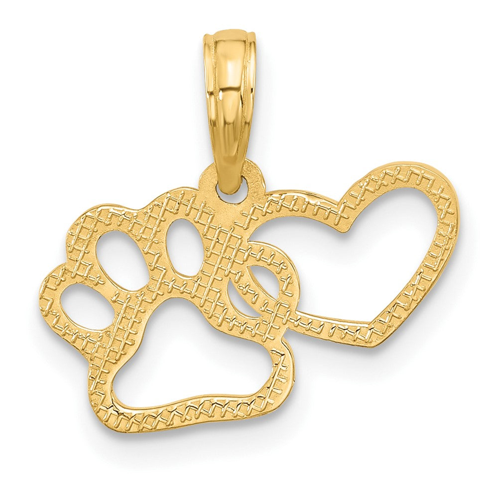 14k Gold Heart and Paw Necklace Pendant - Charlie & Co. Jewelry