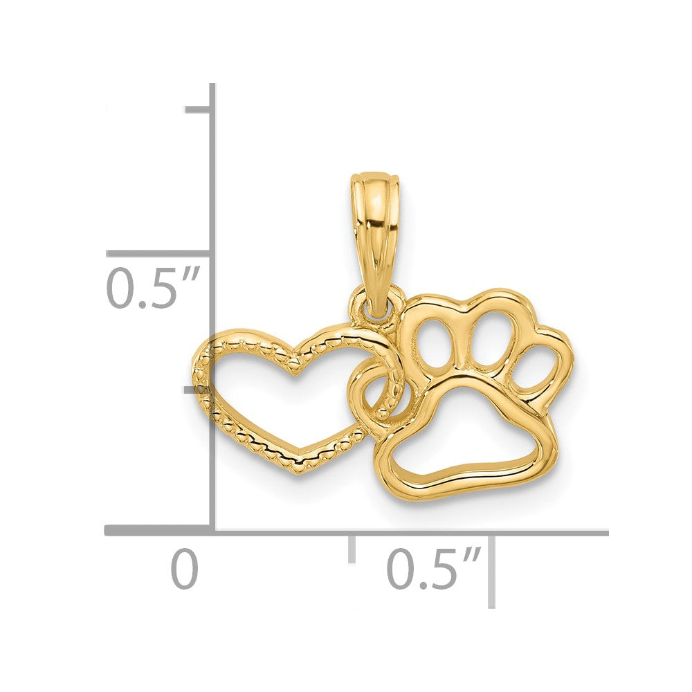 14k Gold Heart and Paw Necklace Pendant - Charlie & Co. Jewelry