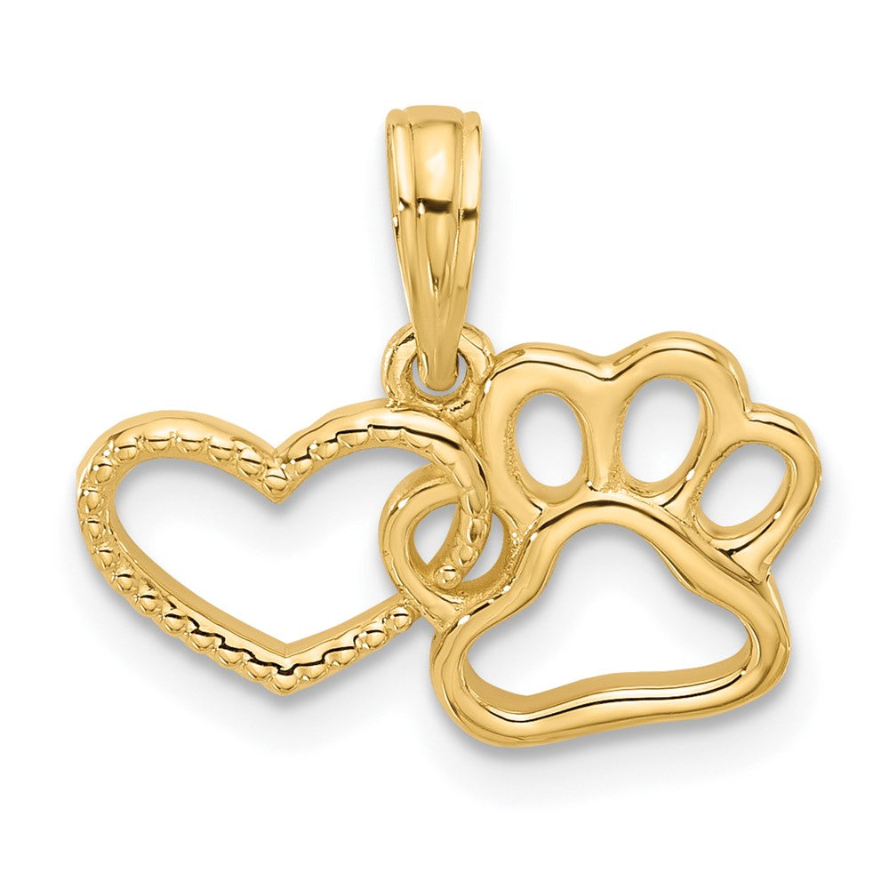 14k Gold Heart and Paw Necklace Pendant - Charlie & Co. Jewelry