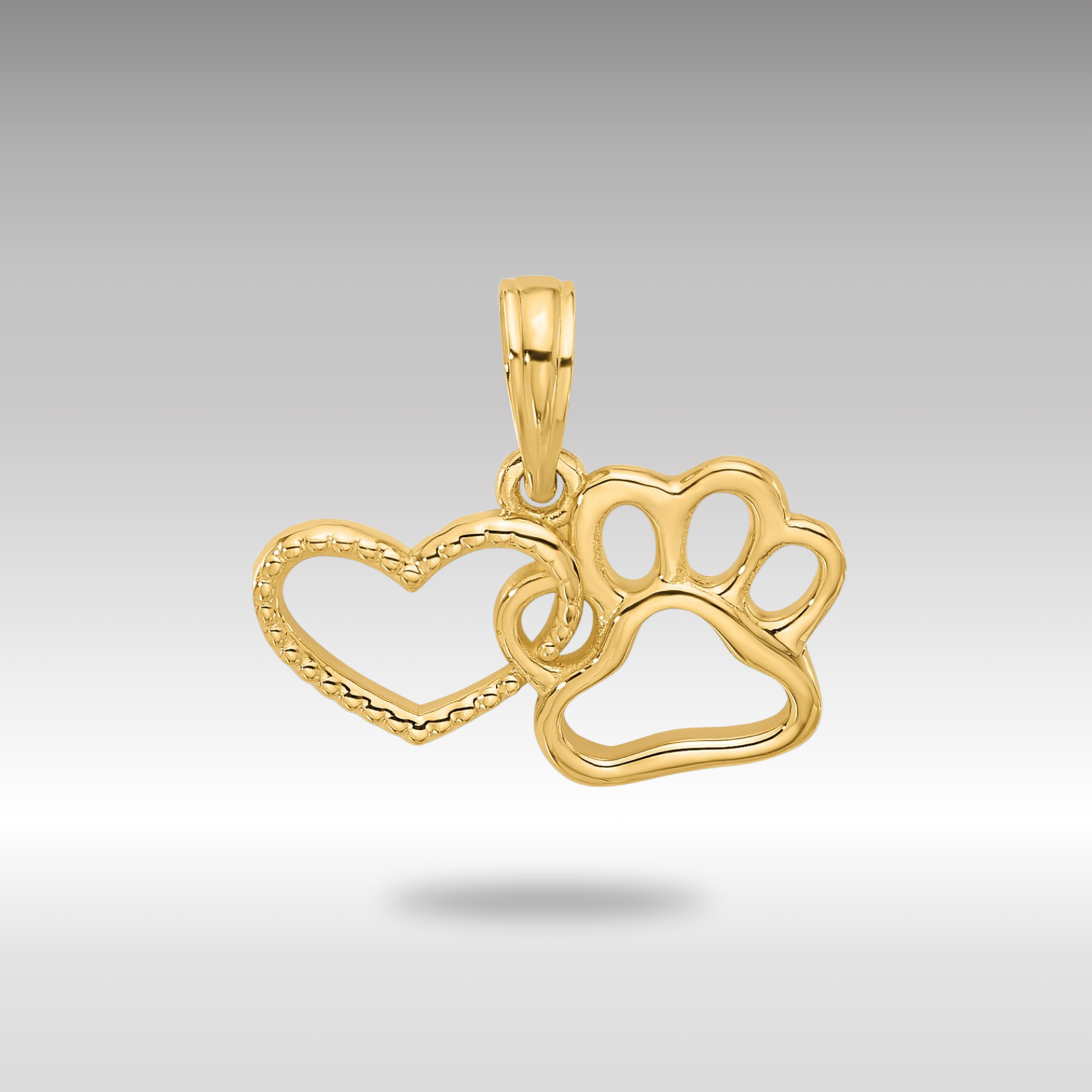 Gold Heart and Paw Necklace Pendant - Charlie & Co. Jewelry