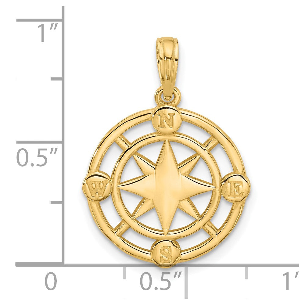 Charlie & Co Jewelry | 14k Polished Round Compass Charm - Model D5610