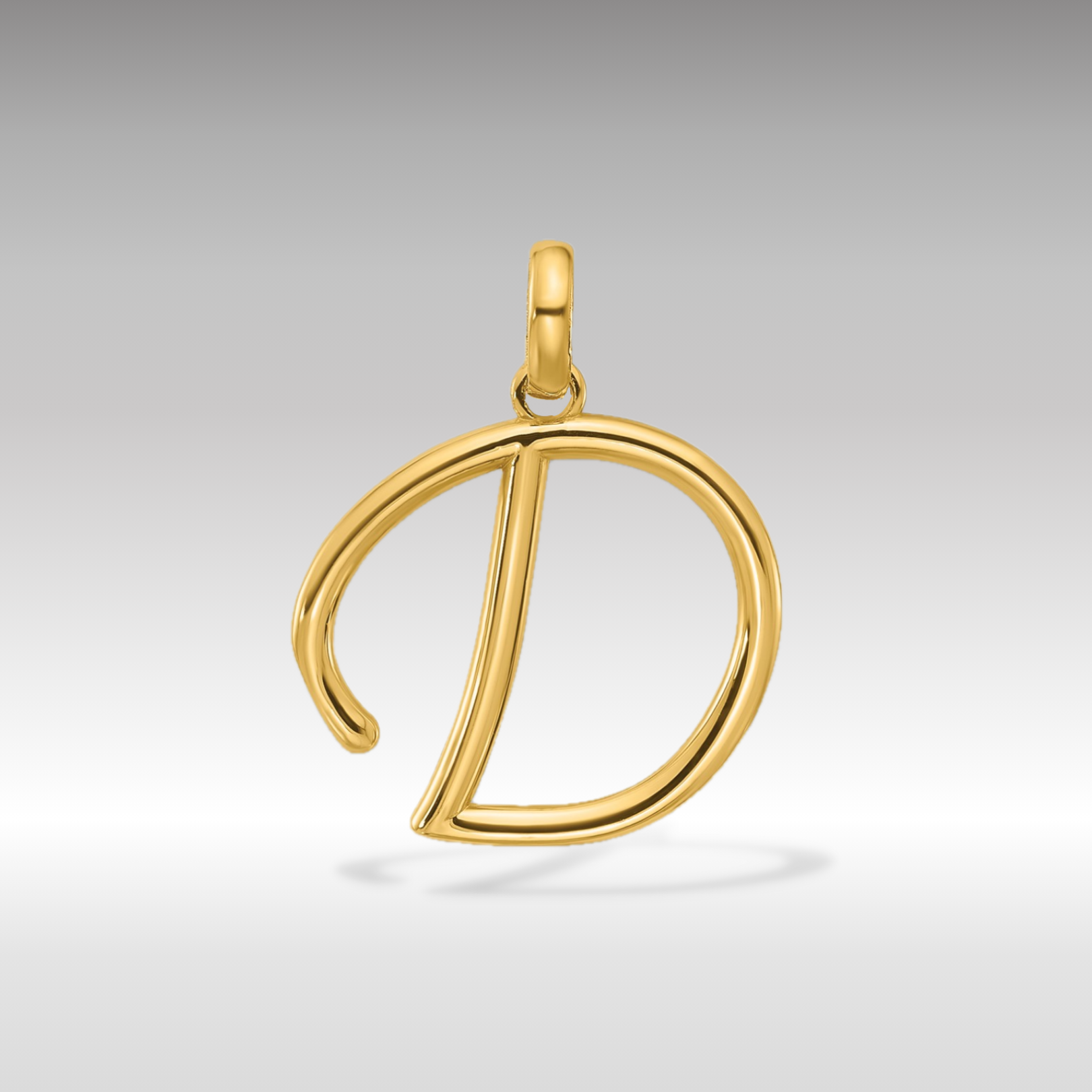 Solid 14k White Gold Cursive Initial Pendant – Personalized Letter "D" Necklace, Handcrafted & High Polished - View #9