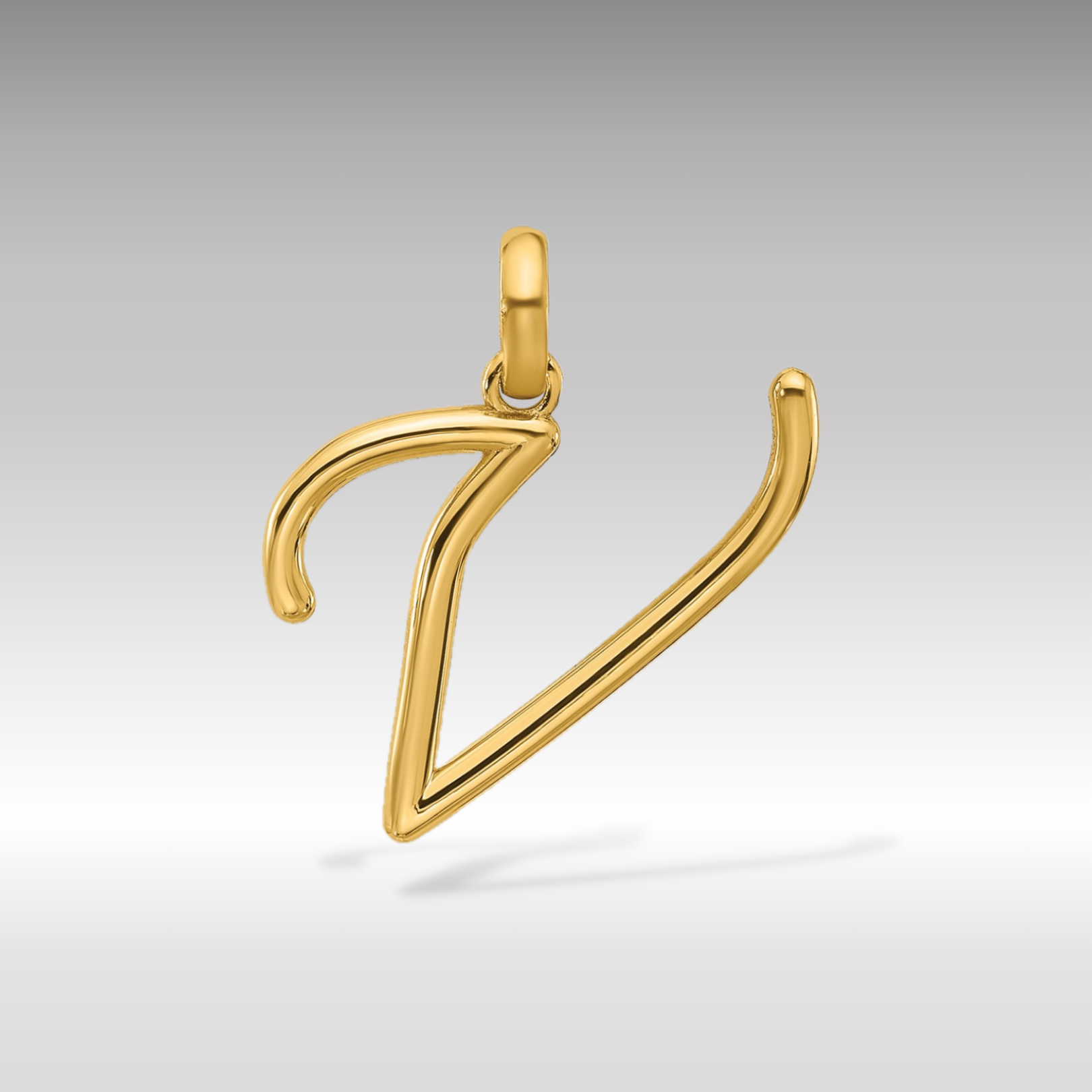 14K Gold Fancy Letter 'V' Charm Pendant - Charlie & Co. Jewelry