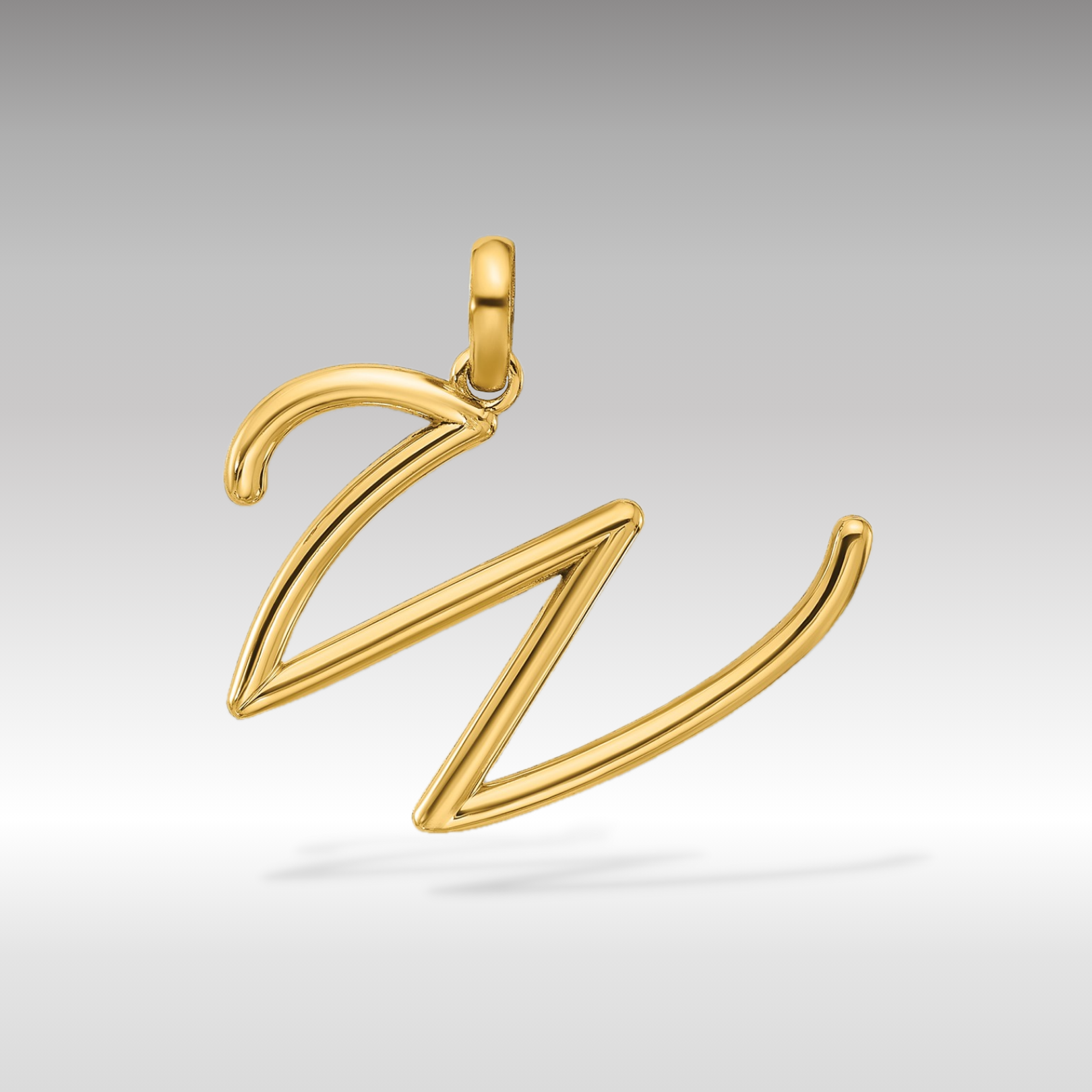 14K Gold Fancy Letter 'W' Charm Pendant - Charlie & Co. Jewelry