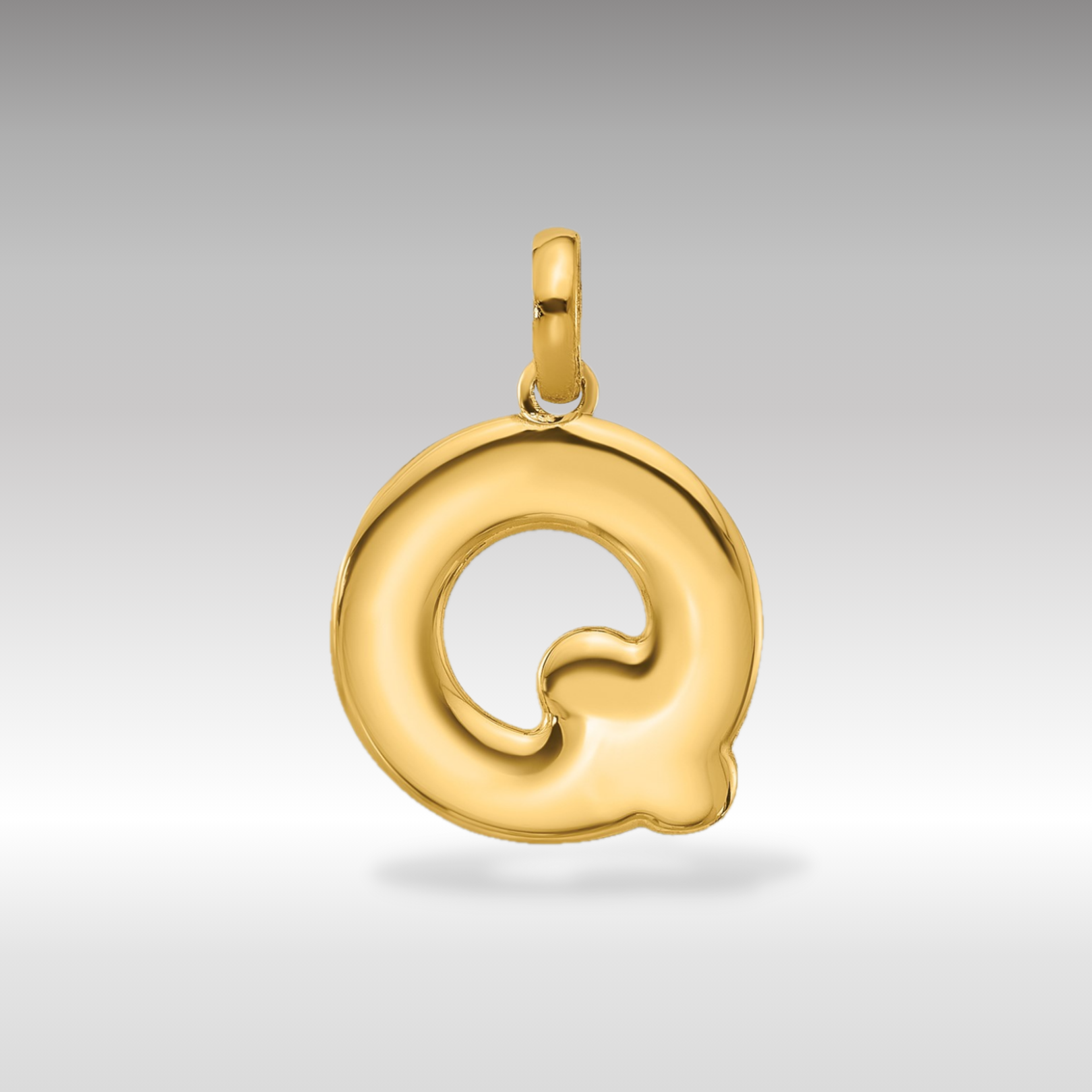 14K Gold Fancy Letter "Q" Initial Pendant - Charlie & Co. Jewelry