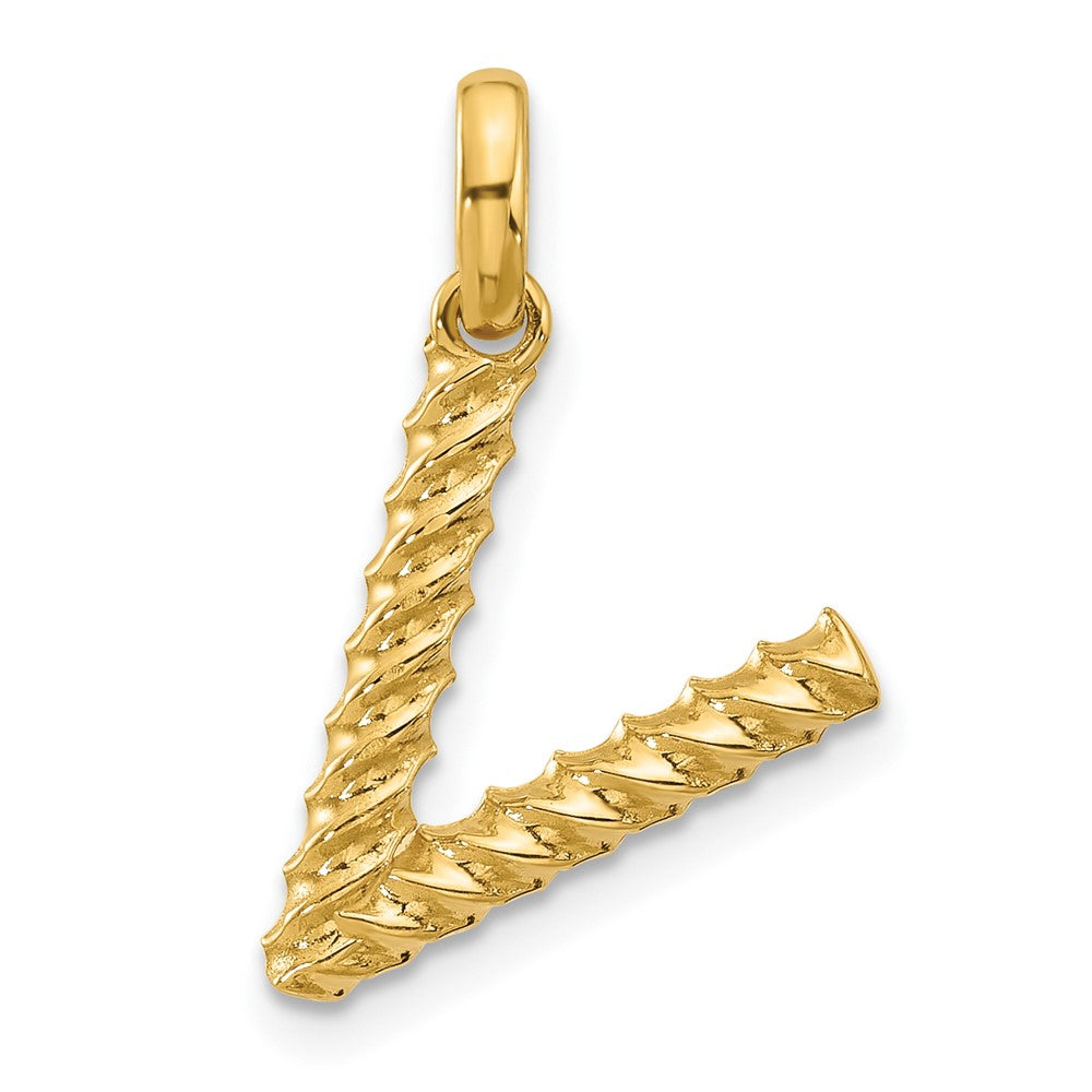 Charlie & Co Jewelry | 14ky Fancy Twist Letter V - Model D5677V