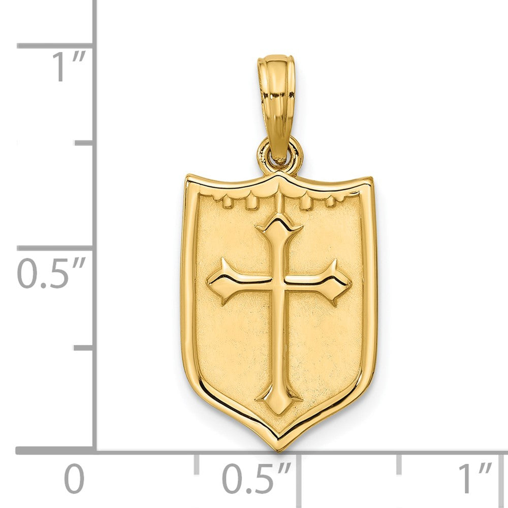Charlie & Co Jewelry | 14k Polished Shield With Cross Pendant - Model D5737