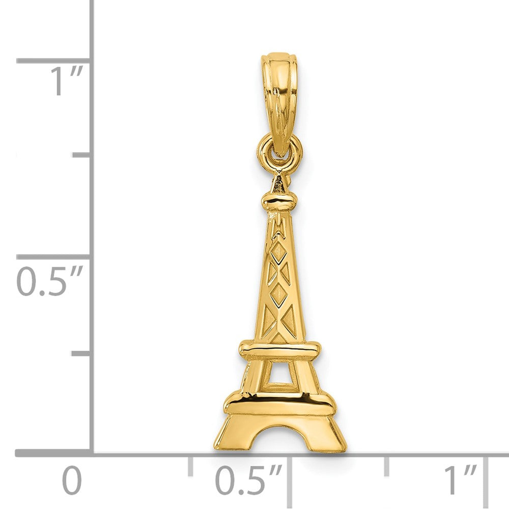 Charlie & Co Jewelry | 14k Polished And Satin Eiffel Tower With Heart Pendant - Model D5746