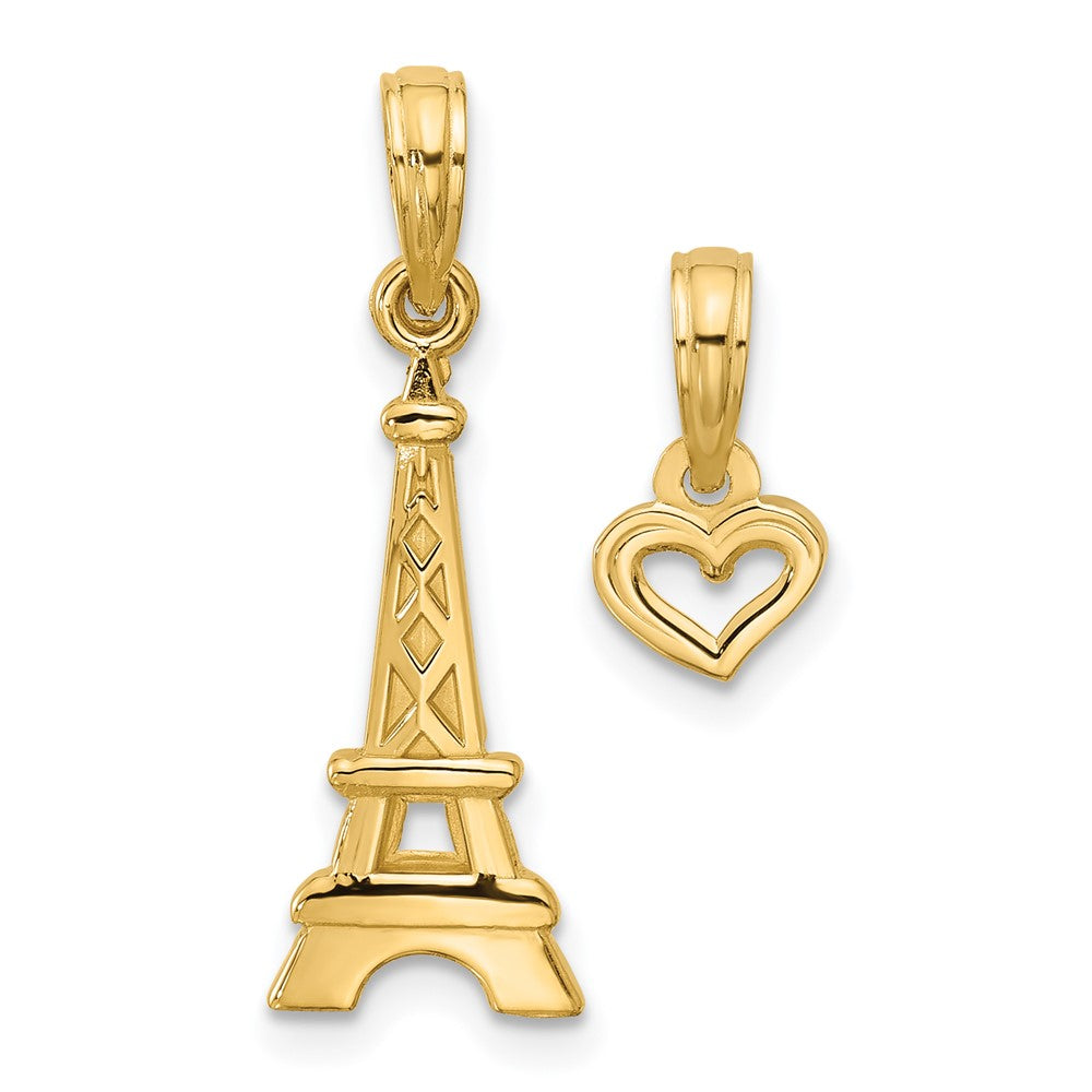Charlie & Co Jewelry | 14k Polished And Satin Eiffel Tower With Heart Pendant - Model D5746