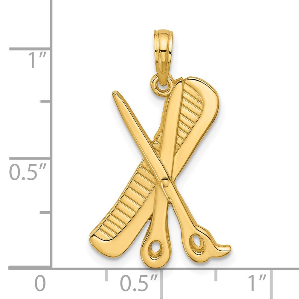 Charlie & Co Jewelry | 14k Polished Textured Scissor And Comb Pendant - Model D5748