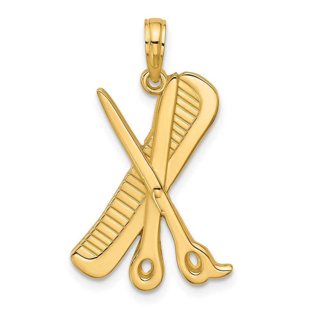 Charlie & Co Jewelry | 14k Polished Textured Scissor And Comb Pendant - Model D5748