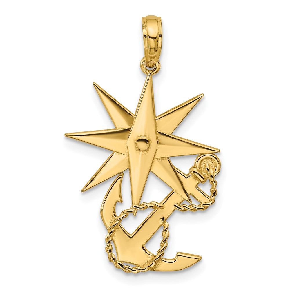 Charlie & Co Jewelry | 14k Polished Compass And Anchor With Rope Pendant - Model D5750