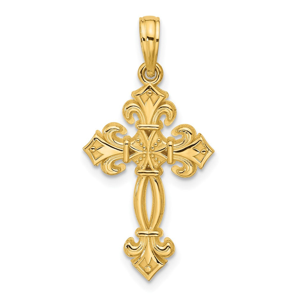 Charlie & Co Jewelry | 14k Polished Fancy Textured Cross Pendant - Model D5751
