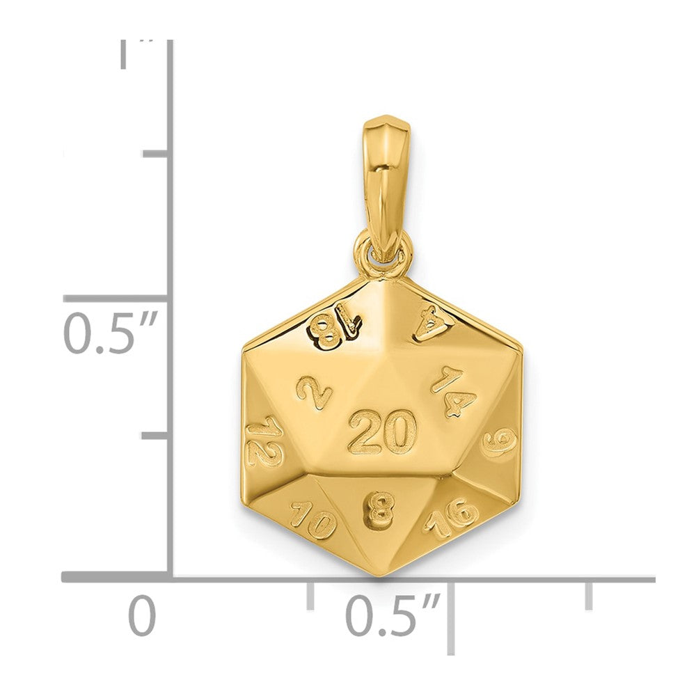 Charlie & Co Jewelry | 14k Polished D20 Twenty-sided Dice Pendant - Model D5754