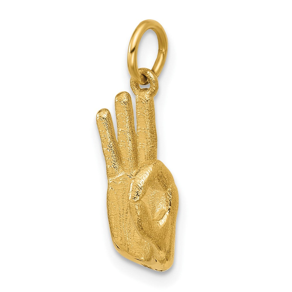 Charlie & Co Jewelry | 14k American Sign Language Alphabet Fingerspelling Sign F Pendant - Model D5808F