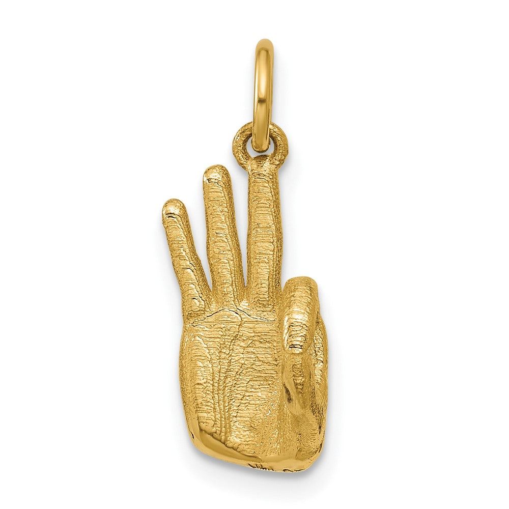 Charlie & Co Jewelry | 14k American Sign Language Alphabet Fingerspelling Sign F Pendant - Model D5808F