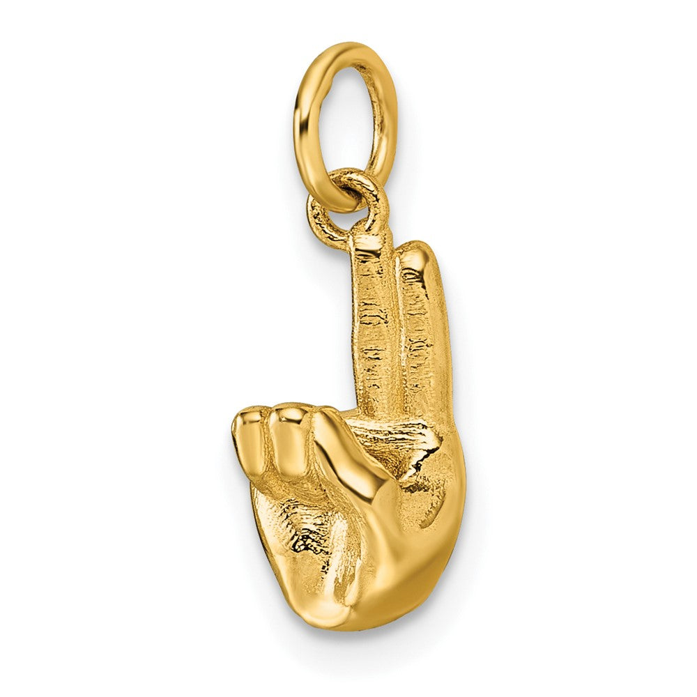 Charlie & Co Jewelry | 14k American Sign Language Alphabet Fingerspelling Sign U Pendant - Model D5808U