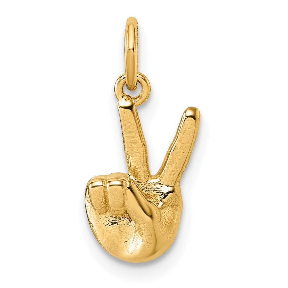 Charlie & Co Jewelry | 14k American Sign Language Alphabet Fingerspelling Sign V Pendant - Model D5808V