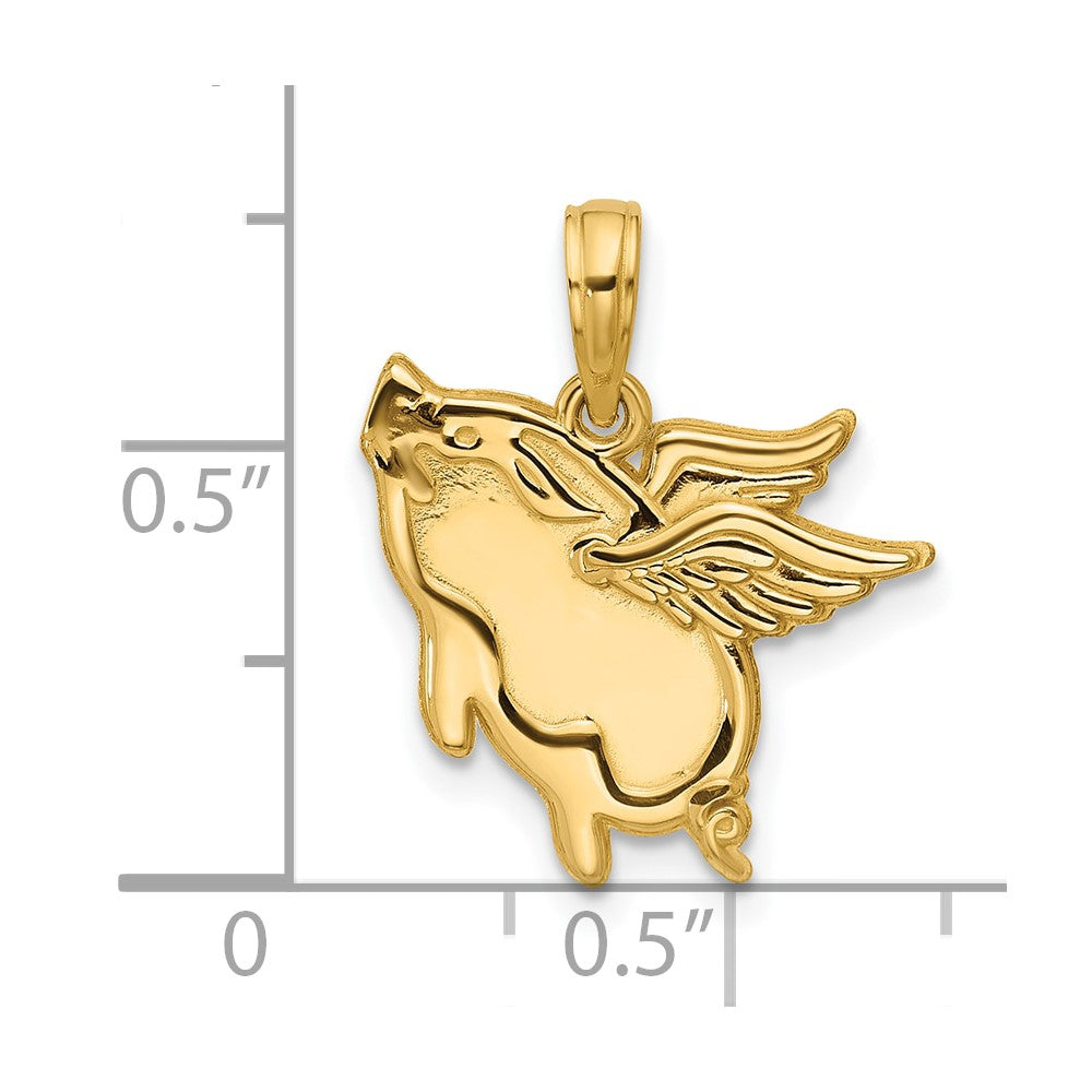 Charlie & Co Jewelry | 14k Polished Flying Pig Pendant - Model D5816