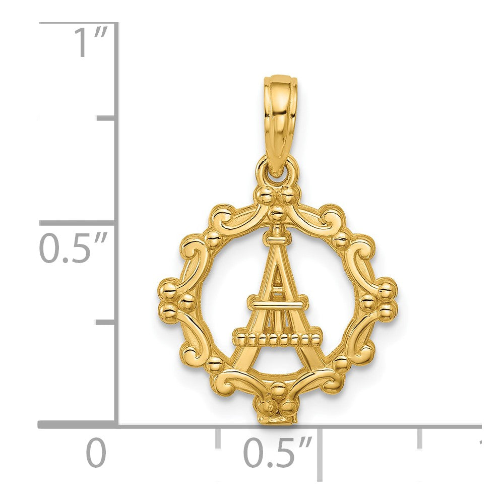 Charlie & Co Jewelry | 14k Polished Eiffel Tower W/separate Heart Pendant - Model D5820