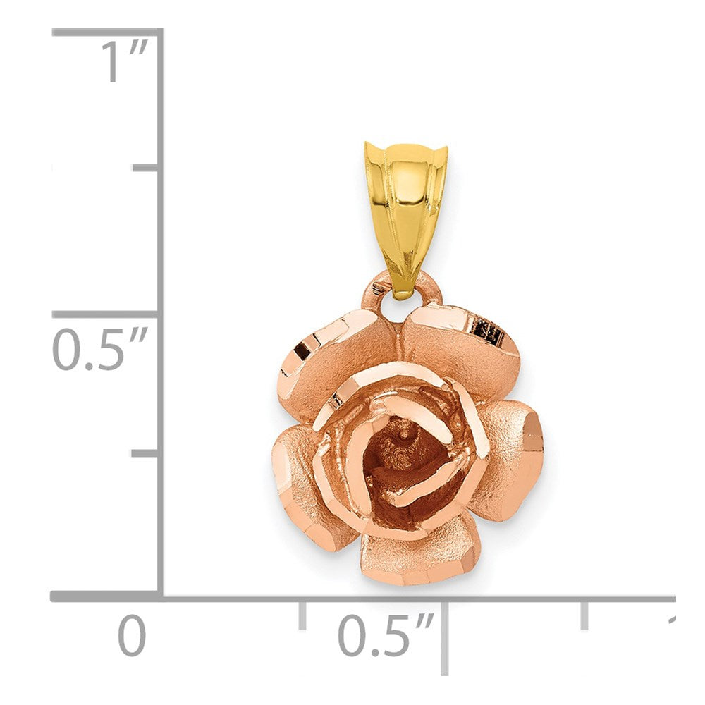 14K Two-Tone Gold Rose Charm Pendant - Charlie & Co. Jewelry