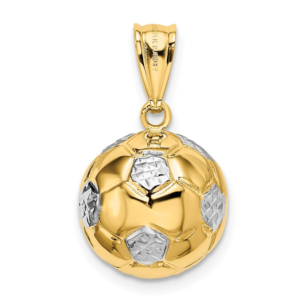 Yellow & White Gold Soccer Ball Charm Pendant Model-D724 - Charlie & Co. Jewelry