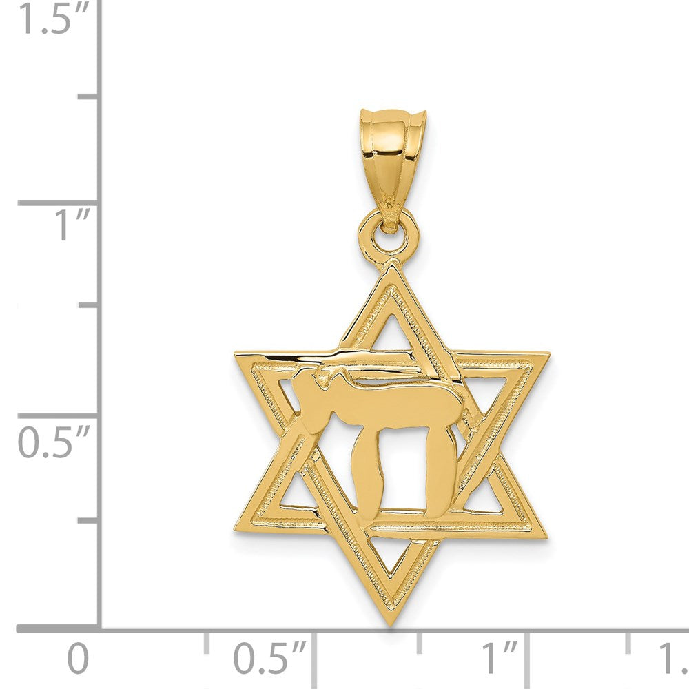 Charlie & Co Jewelry | 14k Solid Polish Chai In Star Of David Charm - Model D893