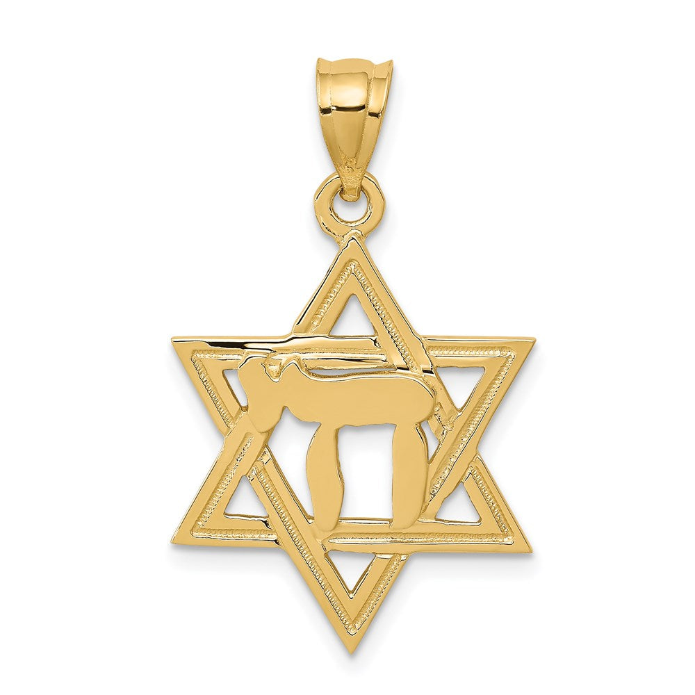 Charlie & Co Jewelry | 14k Solid Polish Chai In Star Of David Charm - Model D893