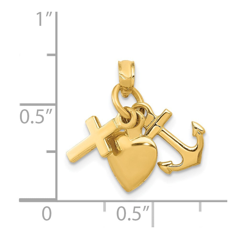 Charlie & Co Jewelry | 14k 3d Faith, Hope And Charity Charm - Model D988