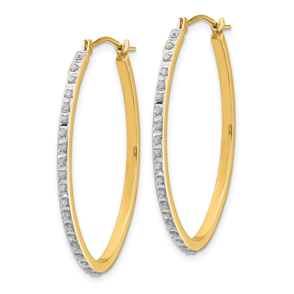 Gold Diamond Fascination Oval Hinged Hoop Earrings - Model DF110 - Charlie & Co. Jewelry