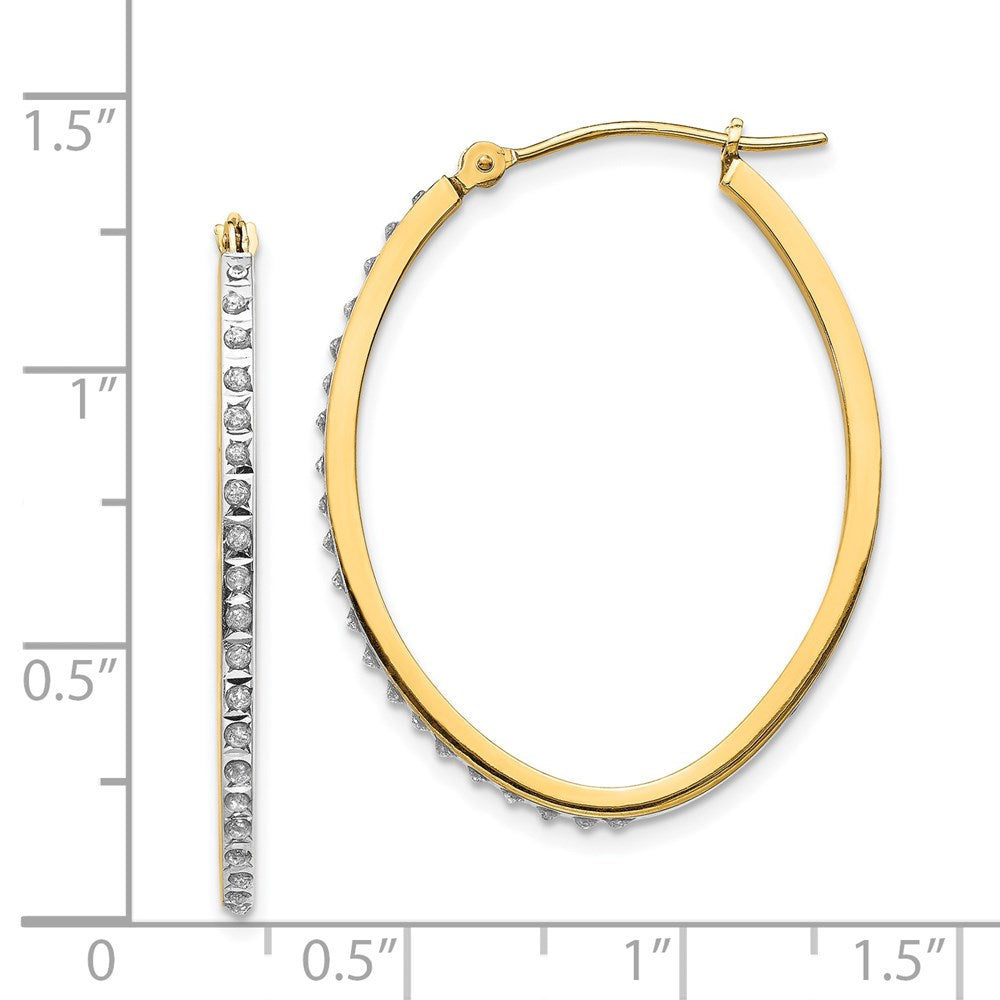 Gold Diamond Fascination Oval Hinged Hoop Earrings - Model DF110 - Charlie & Co. Jewelry