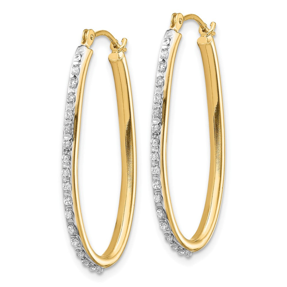 Gold Diamond Fascination Oval Twist Hoop Earrings - Model DF111 - Charlie & Co. Jewelry