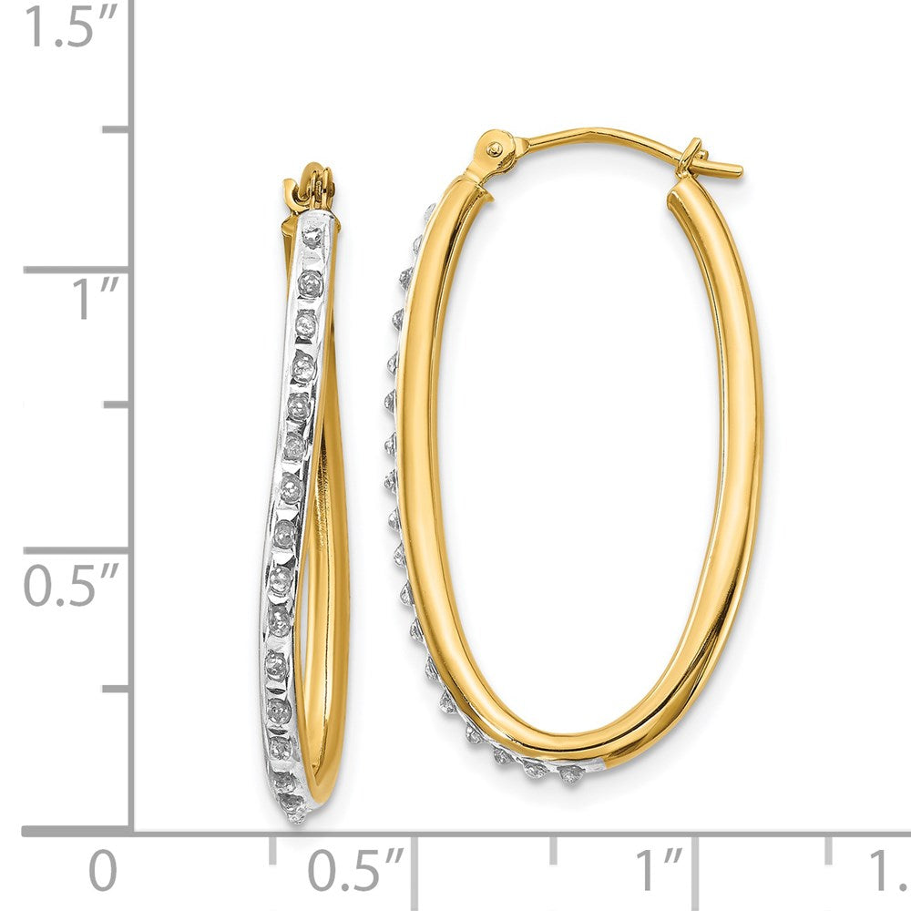 Gold Diamond Fascination Oval Twist Hoop Earrings - Model DF111 - Charlie & Co. Jewelry