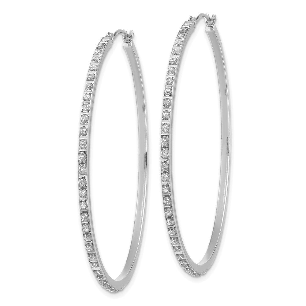 White Gold Diamond Fascination Lg Round Hinged Hoop Earrings - Model DF114 - Charlie & Co. Jewelry