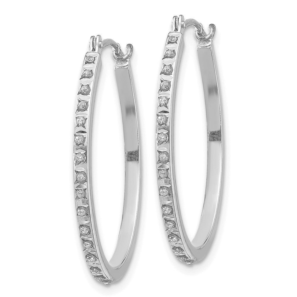 White Gold Diamond Fascination Oval Hinged Hoop Earrings - Model DF120 - Charlie & Co. Jewelry