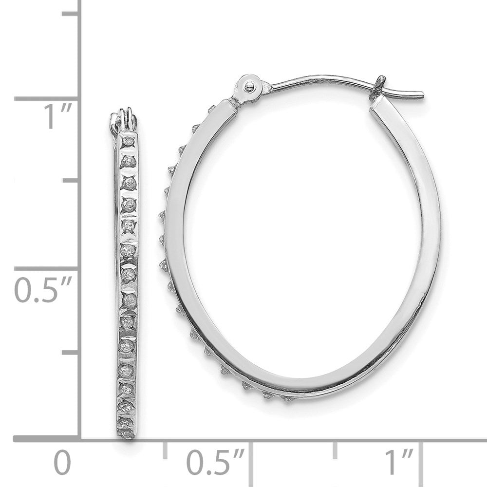 White Gold Diamond Fascination Oval Hinged Hoop Earrings - Model DF120 - Charlie & Co. Jewelry