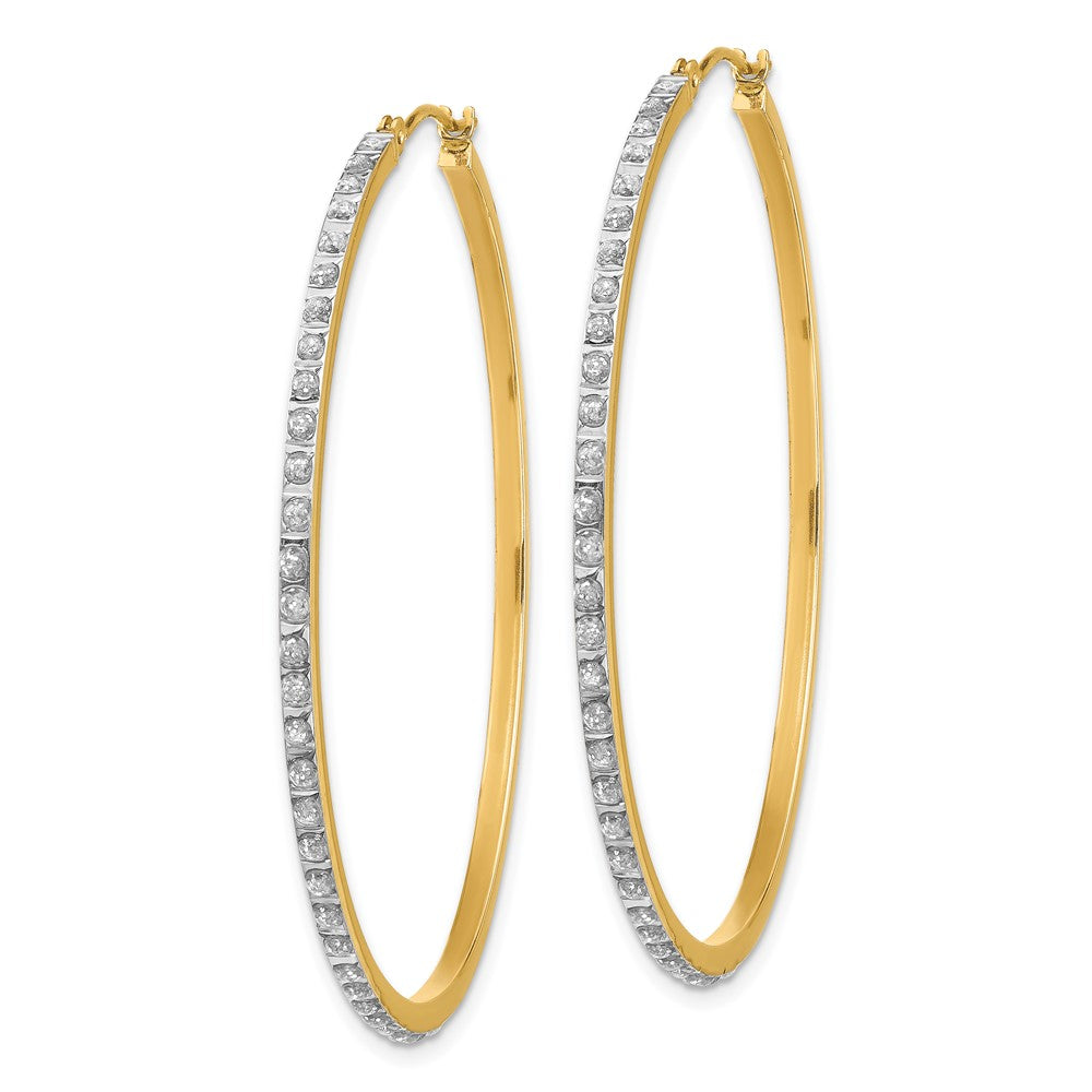 Gold Diamond Fascination Large Round Hinged Hoop Earrings - Model DF122 - Charlie & Co. Jewelry