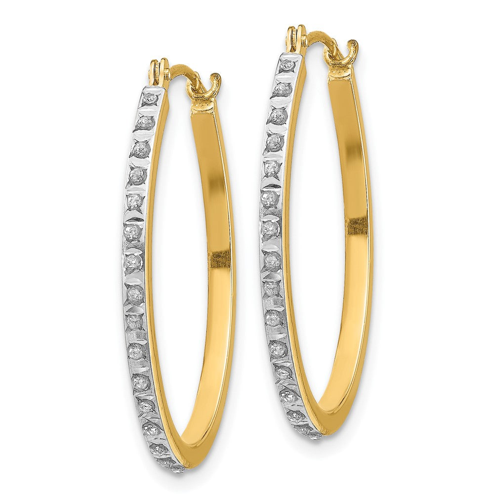 Gold Diamond Fascination Oval Hinged Hoop Earrings - Model DF124 - Charlie & Co. Jewelry