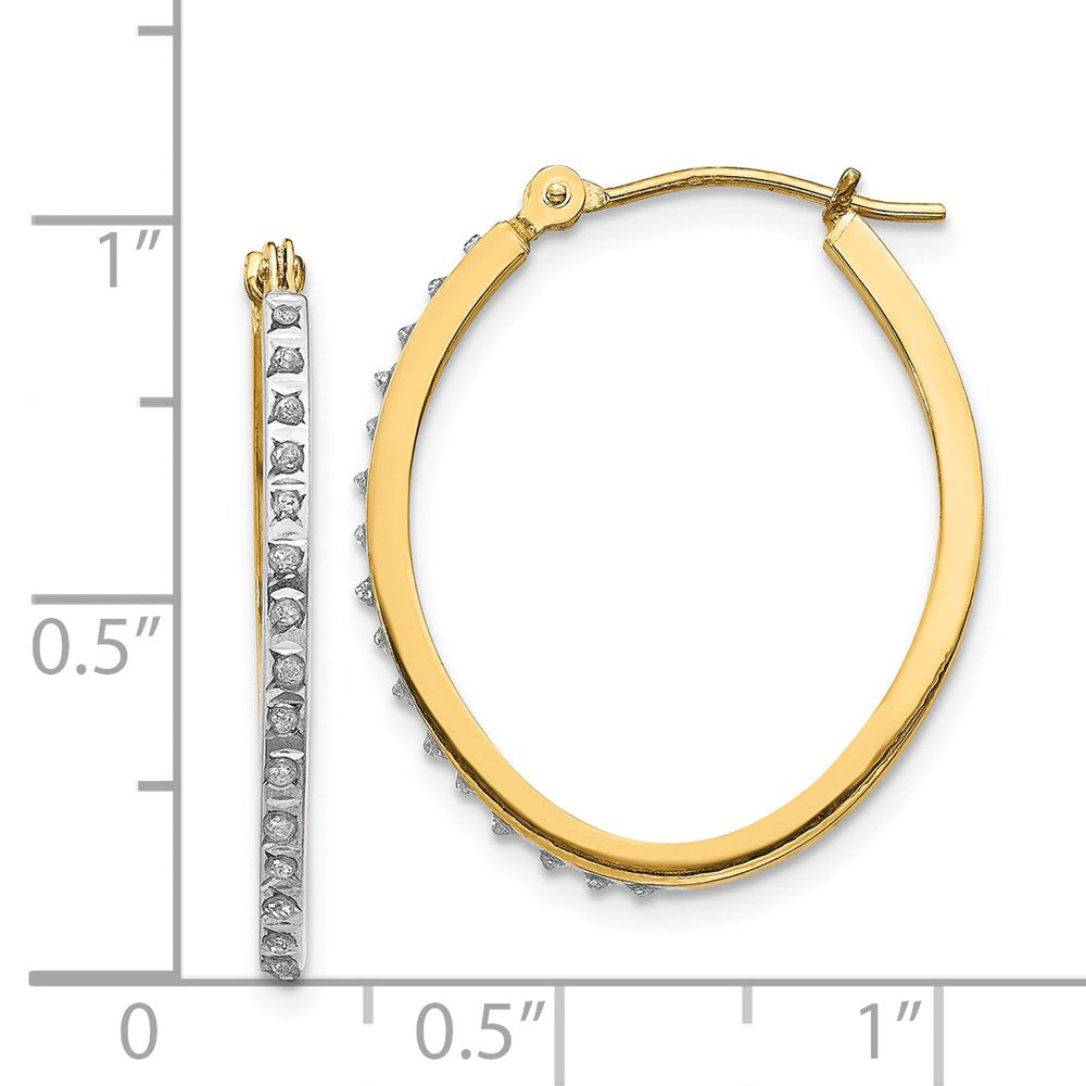 Gold Diamond Fascination Oval Hinged Hoop Earrings - Model DF124 - Charlie & Co. Jewelry