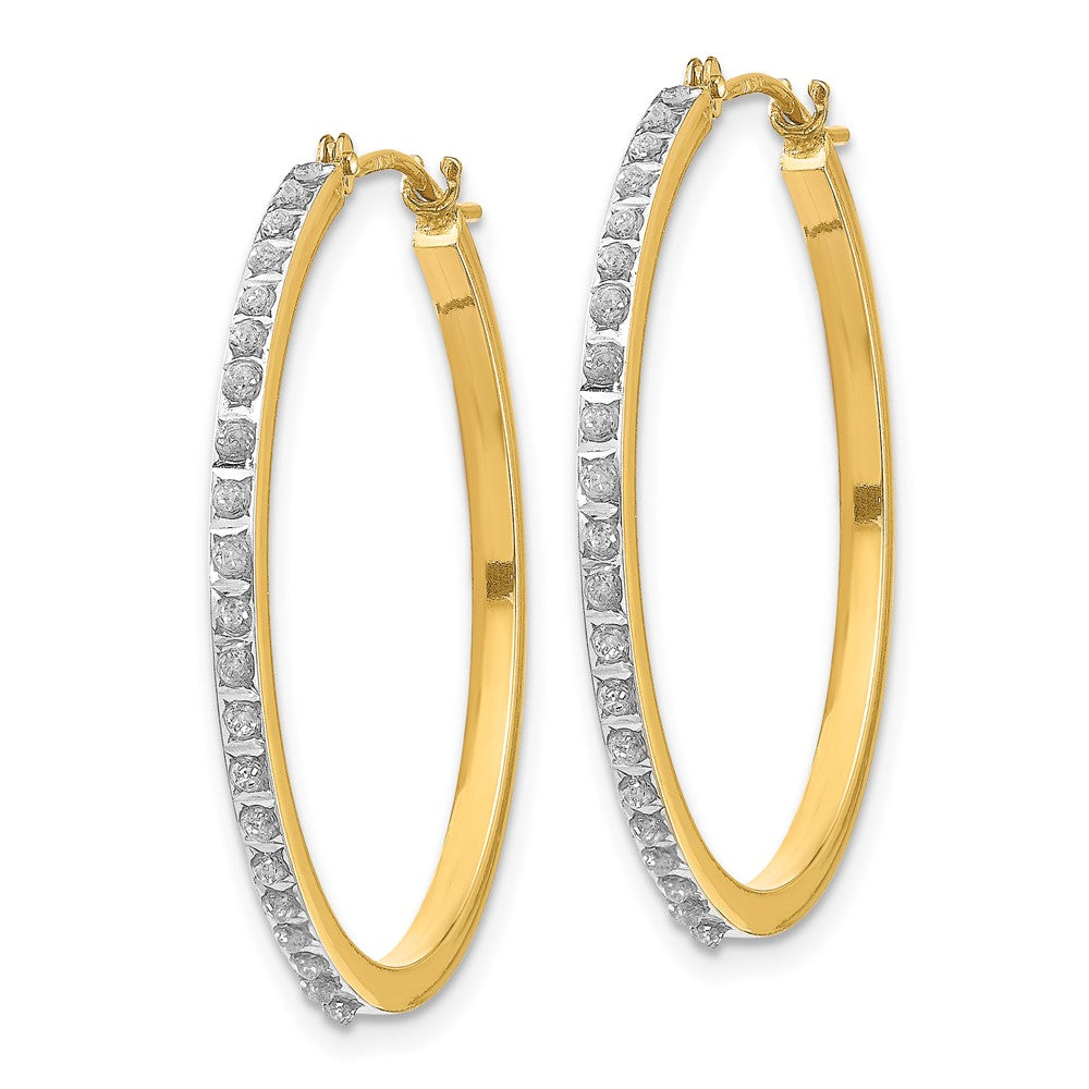 Gold Diamond Fascination Round Hinged Hoop Earrings - Model DF125 - Charlie & Co. Jewelry