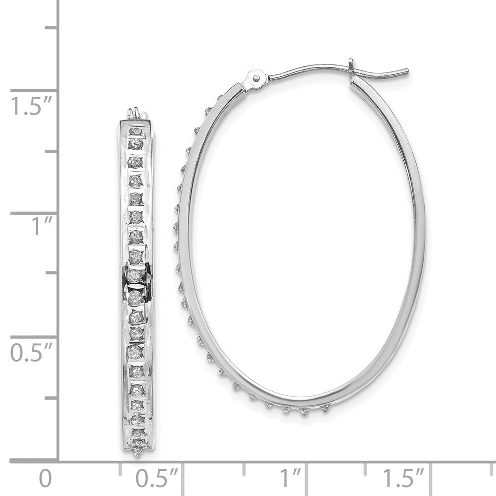 White Gold Diamond Fascination Oval Hinged Hoop Earrings - Model DF130 - Charlie & Co. Jewelry