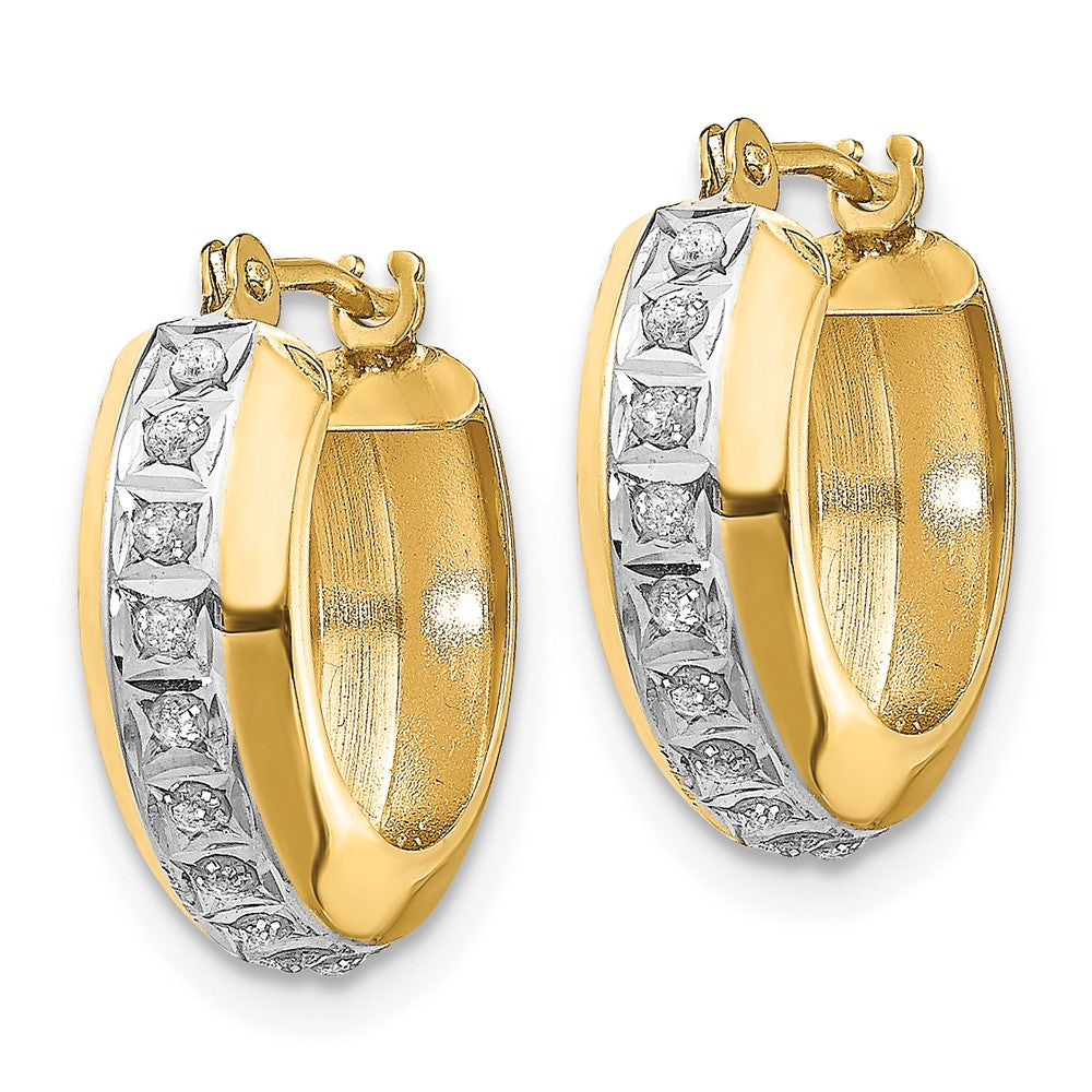 Gold Diamond Fascination Round Huggy Hinged Hoop Earrings - Model DF133 - Charlie & Co. Jewelry